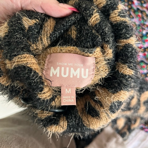 Mumu Fatima Turtleneck Dress- Fuzzy Leopard Knit - Picture 3 of 7